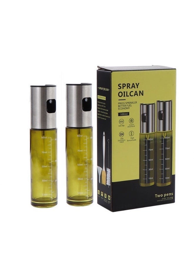 Pack of 2 Oil Sprayer for Cooking, 100ml Glass Oil Spray Bottle with 304 Stainless Steel Nozzle, Leak-Proof & BPA-Free perfect for Olive Oil, Avocado Oil, Air Fryer, Salad, BBQ & Roasting - Image 1