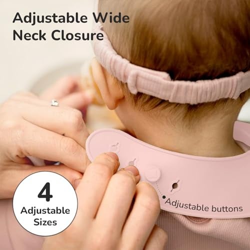 R for Rabbit Safari Silicone Bib for Baby Food Feeding BPA Free, Baby Apron Adjustable Straps, Built-in Food Pocket Mess Free, Waterproof, Washable & Reusable Ideal for Babies 6 to 36 Months (Peach) - Image 5