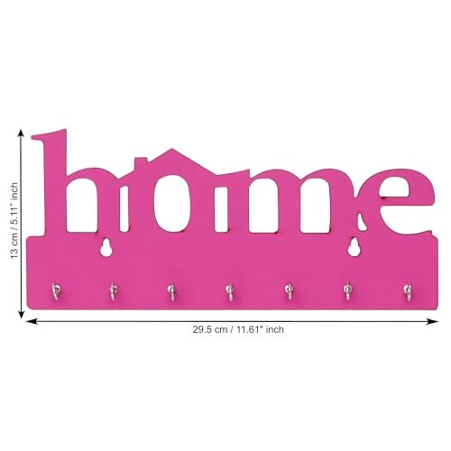 Webelkart Premium Home Keys Wooden Key Holder (29 cm x 13.5 cm x 0.4 cm, Wood) 7 Hook - Decorative Items for Home Decor (Pink) - Image 4