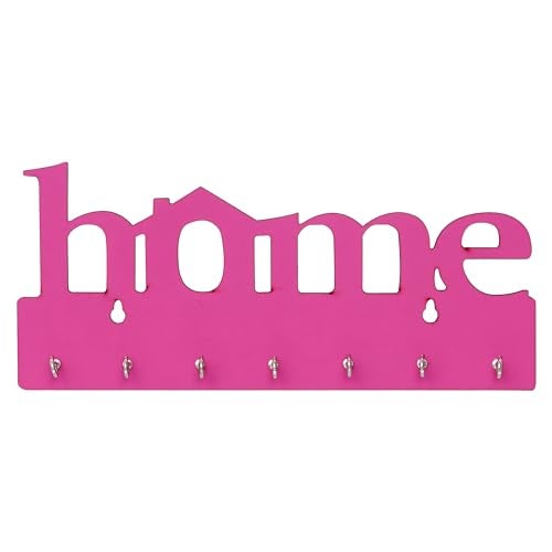 Webelkart Premium Home Keys Wooden Key Holder (29 cm x 13.5 cm x 0.4 cm, Wood) 7 Hook - Decorative Items for Home Decor (Pink) - Image 3