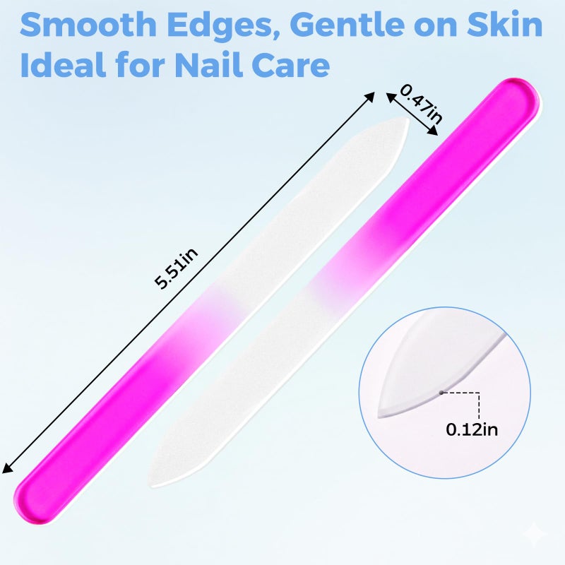 SIUSIO 10 Pack Professional Czech Crystal Glass Nail Files Double Sided Etched Surface Files Gradient Rainbow Color for Acrylic Nail Emery Boards & Buffer (Pink) - Image 5
