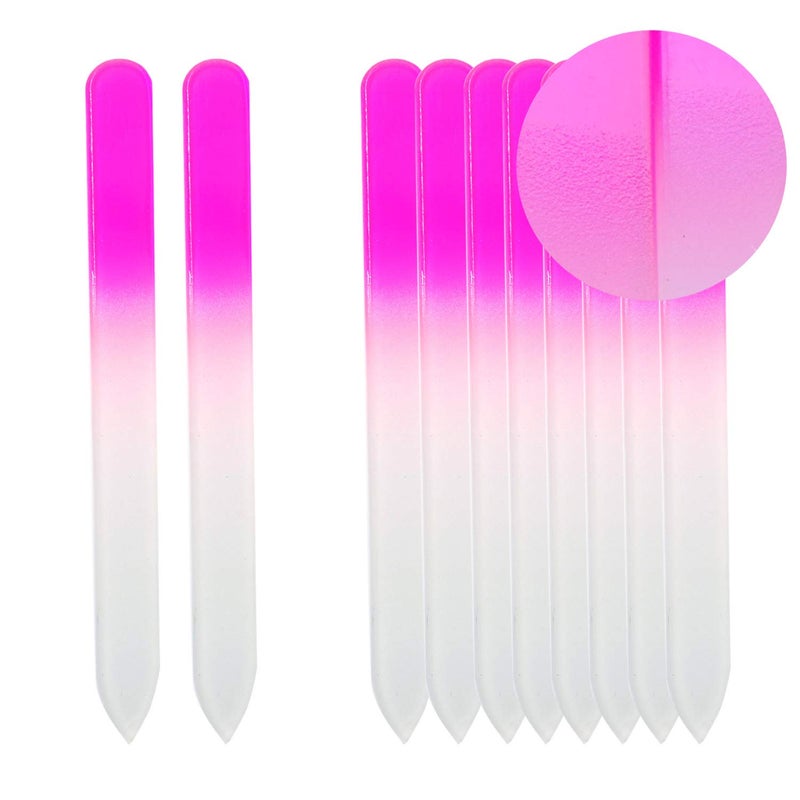 SIUSIO 10 Pack Professional Czech Crystal Glass Nail Files Double Sided Etched Surface Files Gradient Rainbow Color for Acrylic Nail Emery Boards & Buffer (Pink) - Image 1