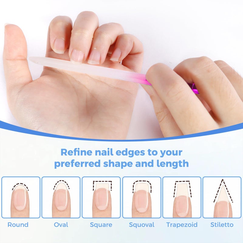 SIUSIO 10 Pack Professional Czech Crystal Glass Nail Files Double Sided Etched Surface Files Gradient Rainbow Color for Acrylic Nail Emery Boards & Buffer (Pink) - Image 3