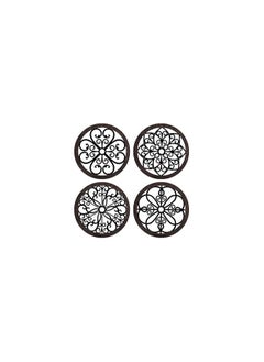 MIRFA Wooden Wall Art With Self Adhesive Base - Black (Wagon Wheels - Pack of 4)  - Image 1