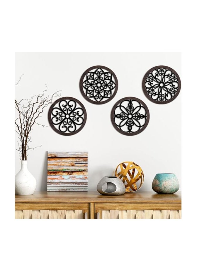 MIRFA Wooden Wall Art With Self Adhesive Base - Black (Wagon Wheels - Pack of 4)  - Image 3