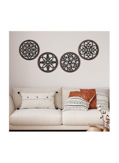 MIRFA Wooden Wall Art With Self Adhesive Base - Black (Wagon Wheels - Pack of 4)  - Image 4