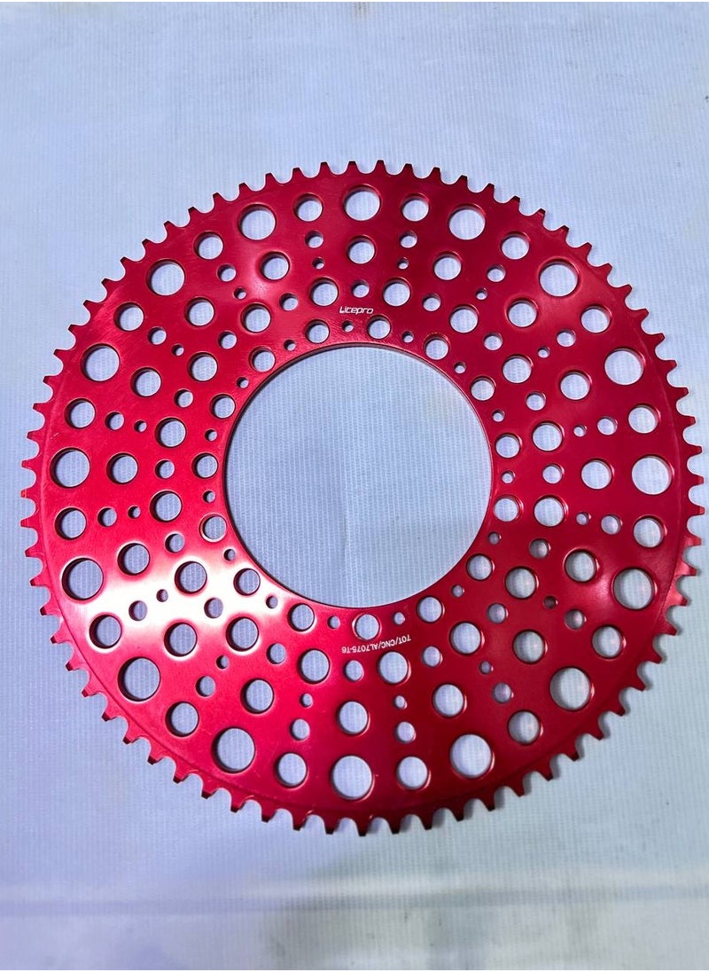 Litepro Chainring 70T Red Color, 130Bcd, Folding Bike  - Image 1