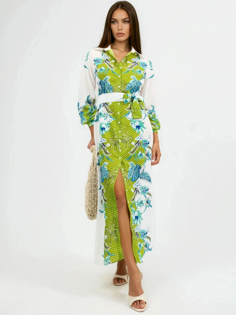 Jennyfer Floral Belted Midi Dress