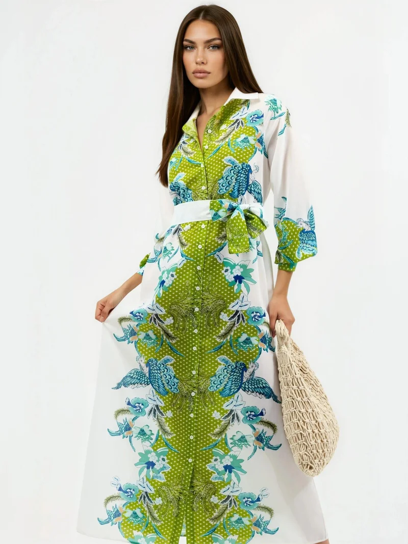 Jennyfer Floral Belted Midi Dress