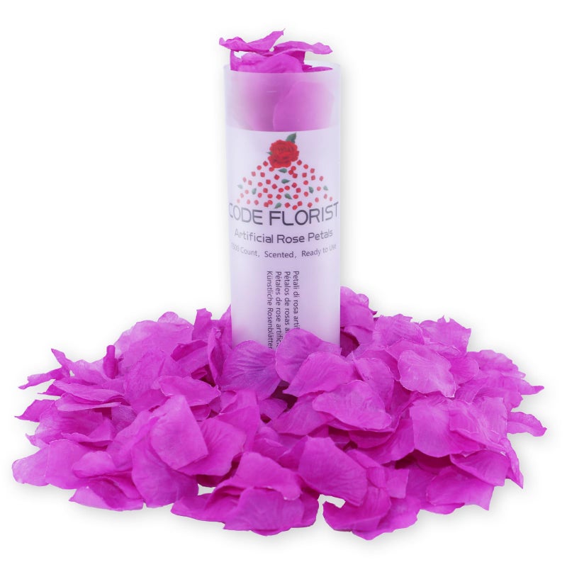 CODE FLORIST 1100 PCS Silk Rose Petals for Valentine's Day Fake Rose Petals for Romantic Night Wedding Proposal Anniversary Flower Decorations(Separated Scented Purple) - Image 1