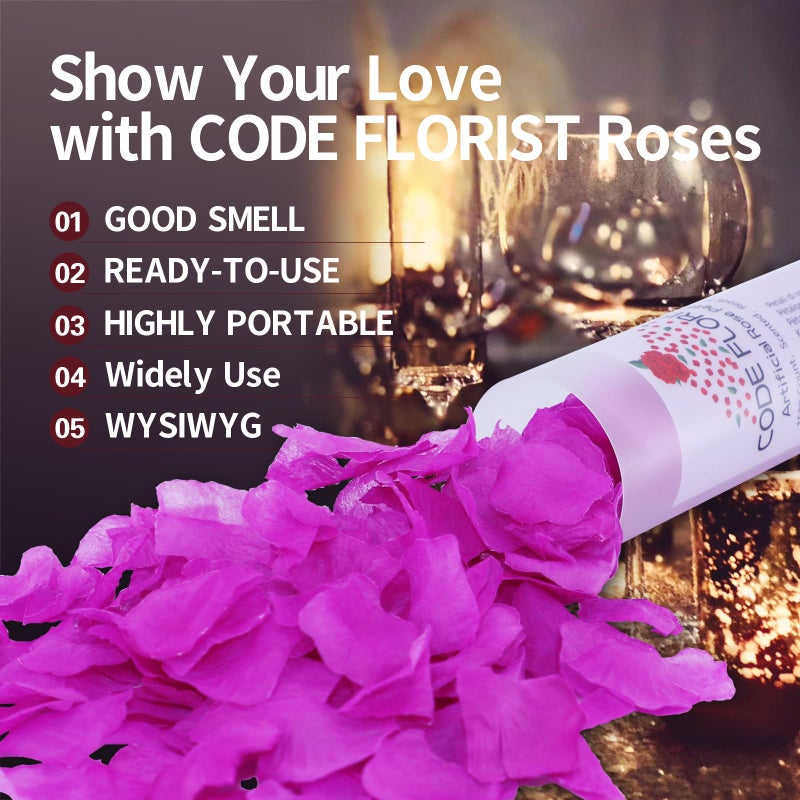 CODE FLORIST 1100 PCS Silk Rose Petals for Valentine's Day Fake Rose Petals for Romantic Night Wedding Proposal Anniversary Flower Decorations(Separated Scented Purple) - Image 5
