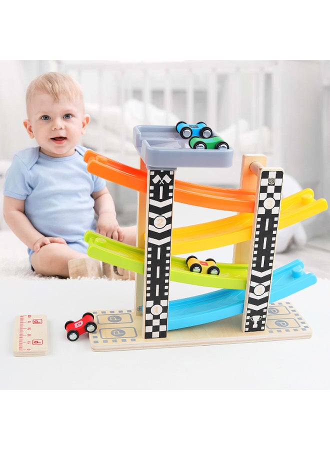 Children's Wooden Fun Inertia Track Slide Game Visual Tracking Four-Layer Roller Coaster Glider Toy-Color:Fun Glider  - Image 2