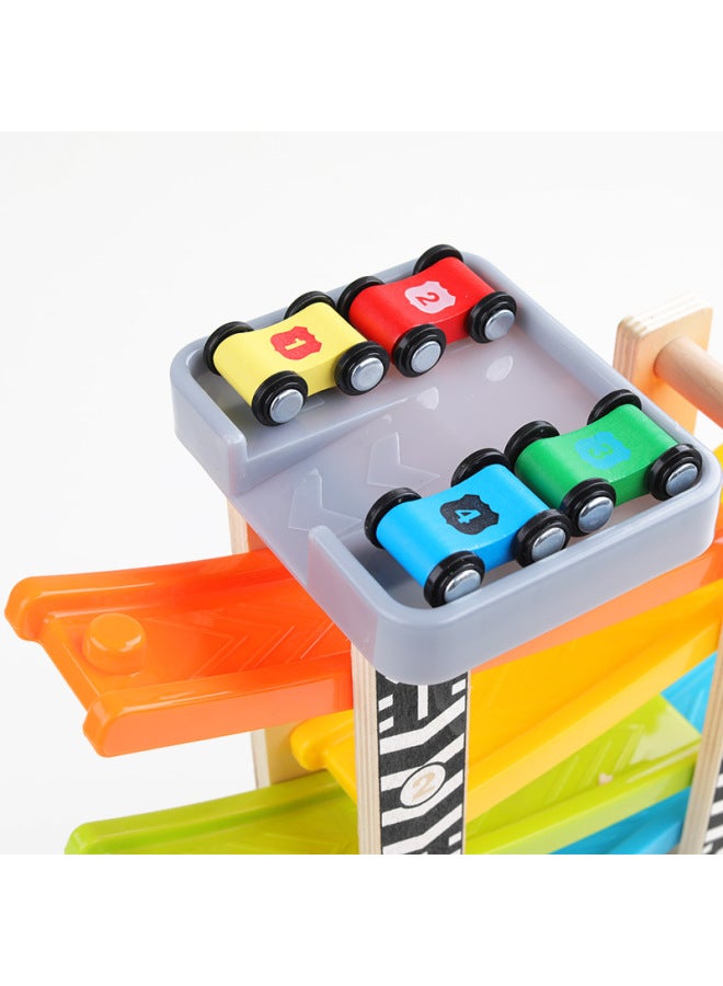 Children's Wooden Fun Inertia Track Slide Game Visual Tracking Four-Layer Roller Coaster Glider Toy-Color:Fun Glider  - Image 5