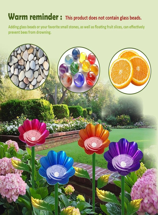 Yonisun Bee Watering Station, 4 Pack Butterfly Drinking Station with Flower Design for Garden,Colorful Metal Flying Insects Feeder Bee Baths for Outdoor Garden Yard Decor(Red,Blue,Yellow,Purple) - Image 4