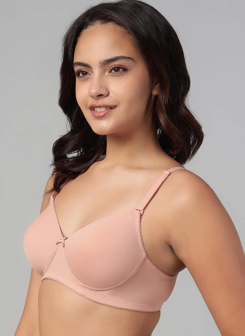 Clovia Clovia Padded Non-Wired Full Coverage Multiway T-shirt Bra in Nude Colour