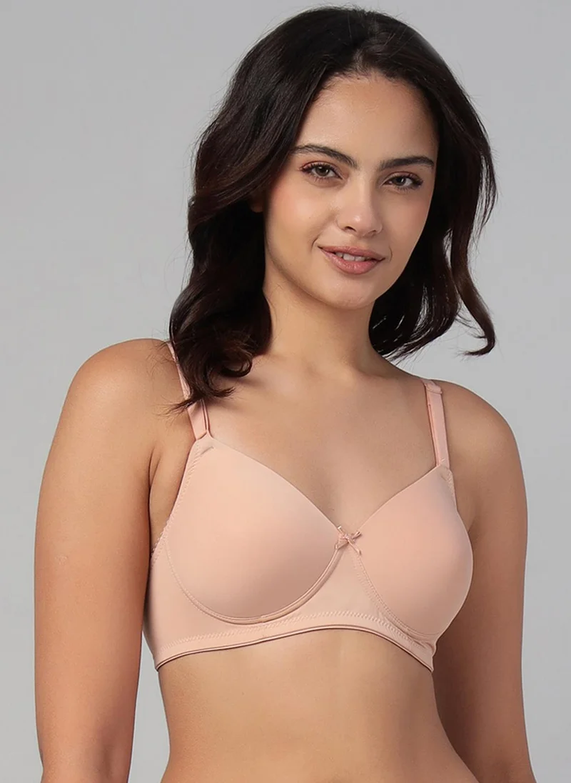 Clovia Clovia Padded Non-Wired Full Coverage Multiway T-shirt Bra in Nude Colour
