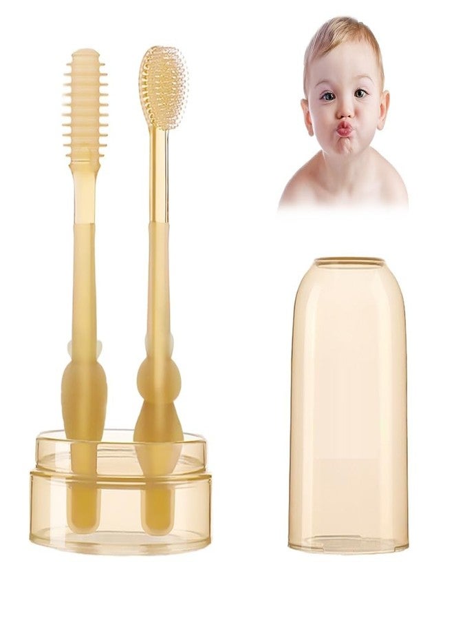 TPJ Mart 2-in-1 Baby Toothbrush & Tongue Cleaner - BPA-Free Soft Silicone Oral Care Brush with Storage Case for Infants (6-24 Months), Portable & Gentle - Image 1