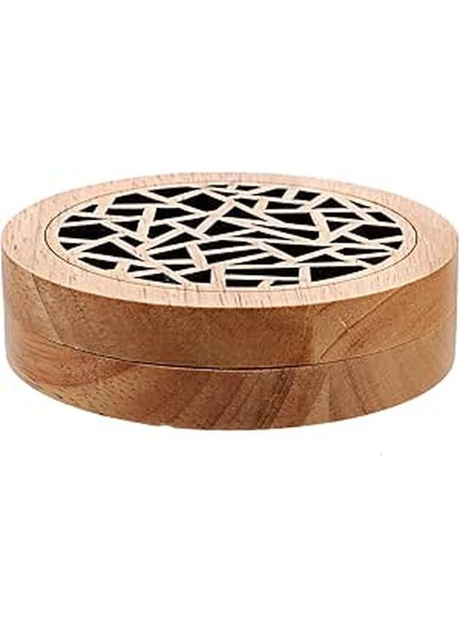 Handcrafted Wooden Cone Incense Burner Hollow Round Aroma Holder for Home Meditation Yoga Decor - Image 1