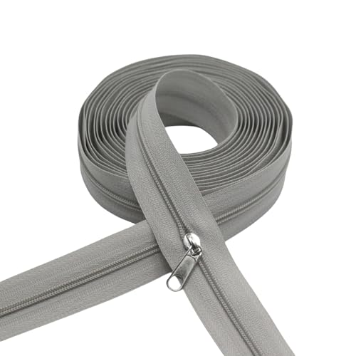 YaHoGa #3 Grey Nylon Coil Zippers by The Yard Bulk 10 Yards with 25pcs Sliders for DIY Sewing Tailor Crafts Bags (#3 Grey) - Image 2