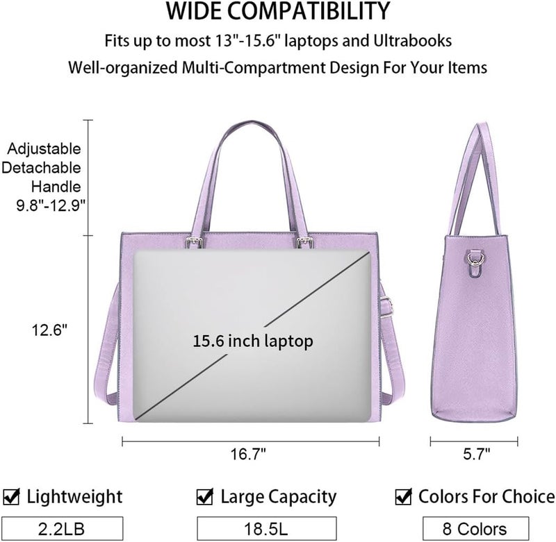 NUBILY Laptop Bag for Women Waterproof Lightweight Leather 15.6 Inch Computer Tote Bag - Image 3