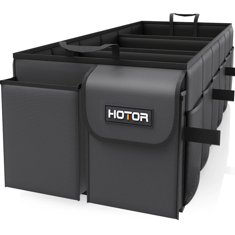 HOTOR Trunk Organizer for Car - Car Organizer, Foldable Trunk organizer for SUVs & Sedans, Sturdy Organization for Car Accessories, Tools, Sundries, Black, 3 Compartments, 35.4"Ã—14.2"Ã—10.6" - Image 1