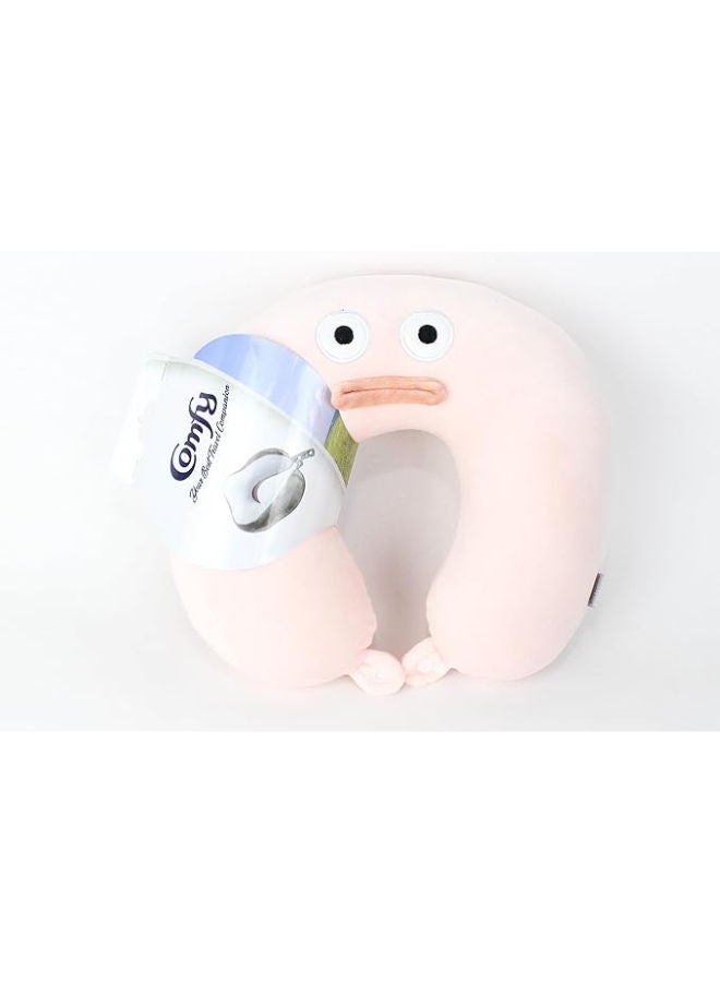 Comfy Kids Eyes Neck Support Soft Fiber Travel Neck Pillow U-Shape For Car, Travel, Office,Airplane and Gifts - Pink - Image 2