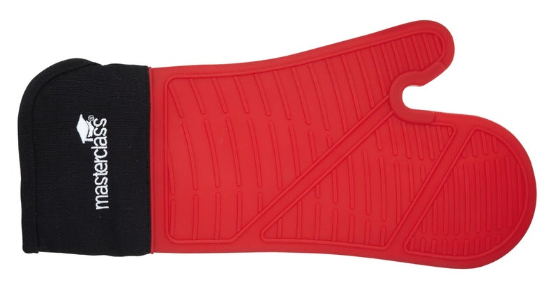 MasterClass Single Oven Glove Silicone Oven Glove with Cotton Sleeve HeavyDuty Ultimate Heat Protection Stain Resistant  Machine Washable