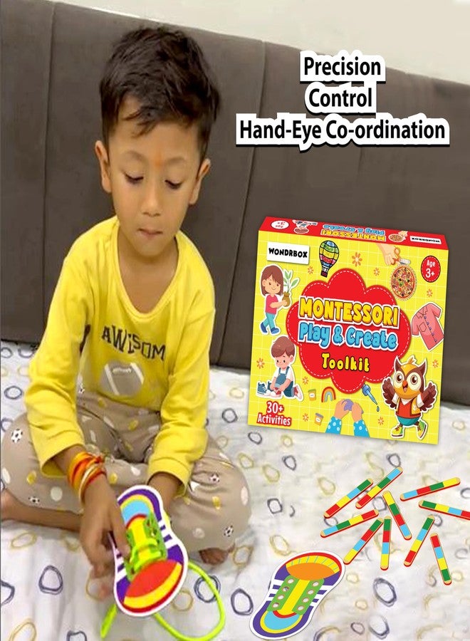 WONDRBOX Montessori 6-in-1 Play & Create Gift Set | Shoe Lacing, Scissor Skills, Dropper Art & Matching Activities | STEM Preschool Learning Toy for Kids Age 2-5 | Gifts for Boys & Girls - Image 5