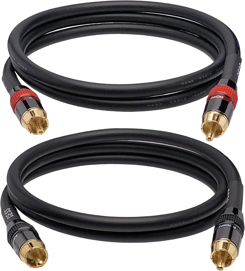 CNCESS CESS-163-3f Heavy Duty 12 Gauge Premium RCA Audio Patch Cable (3 Feet) - Image 1