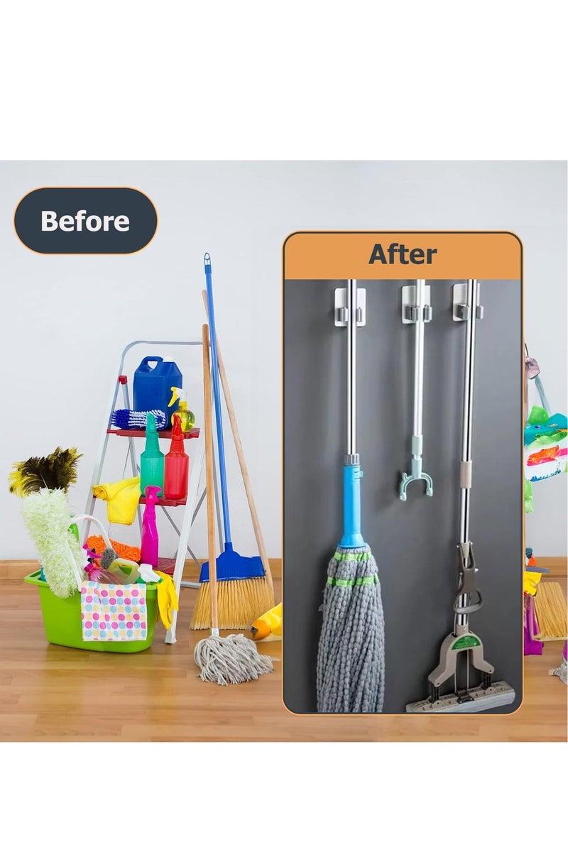 Zalcoon ZALCOON Mop Broom Holder Wall Mount - Mop Holder Self Adhesive No Drilling Super Anti-Slip Broom Holder for Home Garage Garden Laundry Room, kitchen organizer Tools (Mix) - Image 3