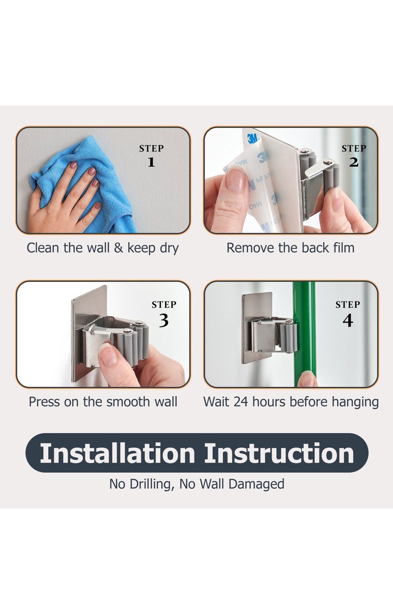 Zalcoon ZALCOON Mop Broom Holder Wall Mount - Mop Holder Self Adhesive No Drilling Super Anti-Slip Broom Holder for Home Garage Garden Laundry Room, kitchen organizer Tools (Mix) - Image 4