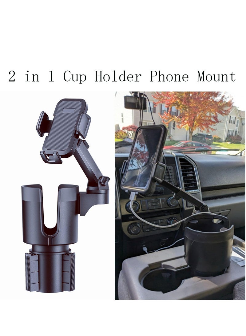SYOSI Cup Holder Phone Mount for Car Cup & Phone Holder 2 In 1 Mount for Car Car Cup Holder Expander with Phone Mount 360 Degree Rotation Long Arm Cell Phone Holder for Car Compatible with All Smartphones - Image 3