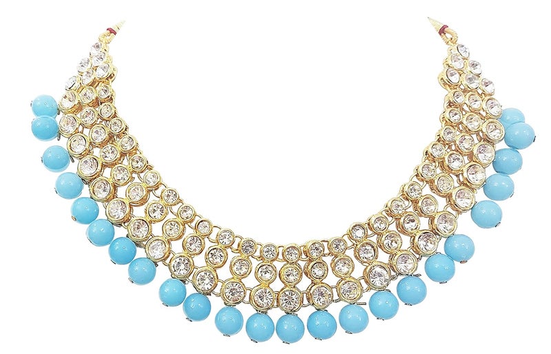 CHRISHAN Store gold plated designer stone pearl necklace set for women and girls. - Image 3