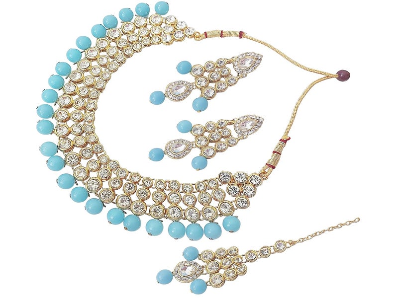 CHRISHAN Store gold plated designer stone pearl necklace set for women and girls. - Image 2