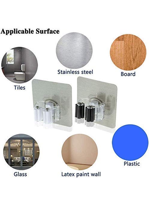 svk dream SVK Dream Self Adhesive Reusable AntiSlip Broom and Mop Holder Wall Mounted for Home6  - Image 2