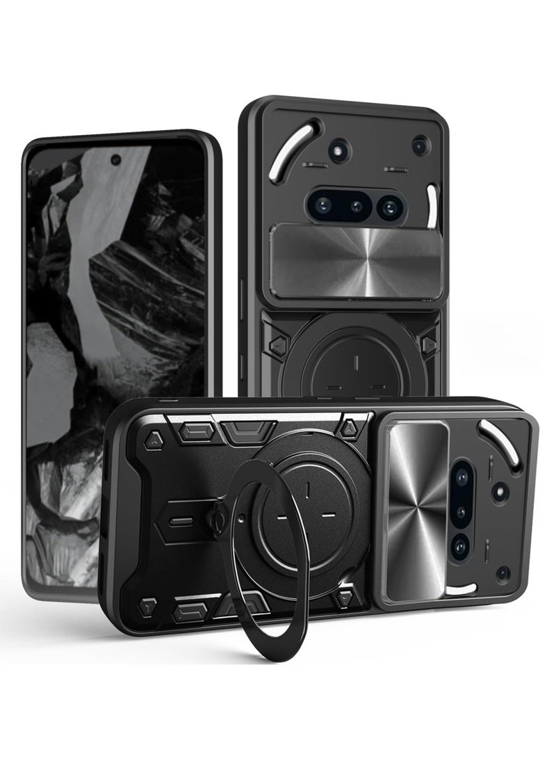 Phone Case for Nothing Phone 3a with Slide Camera Cover and 360°Rotatable Ring Stand Drop Protective Phone Cover with Magnetic Car Mount Holder - Image 1