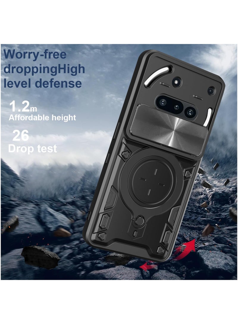 Phone Case for Nothing Phone 3a with Slide Camera Cover and 360°Rotatable Ring Stand Drop Protective Phone Cover with Magnetic Car Mount Holder - Image 3