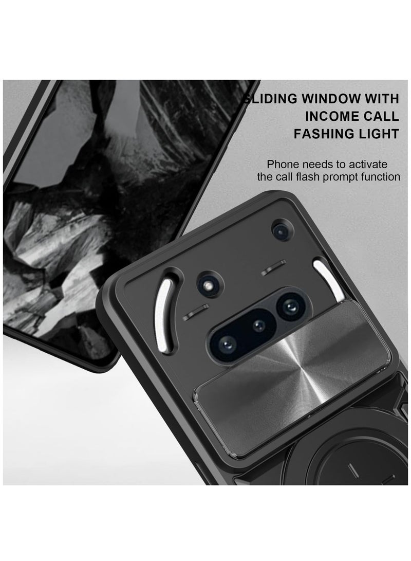 Phone Case for Nothing Phone 3a with Slide Camera Cover and 360°Rotatable Ring Stand Drop Protective Phone Cover with Magnetic Car Mount Holder - Image 5