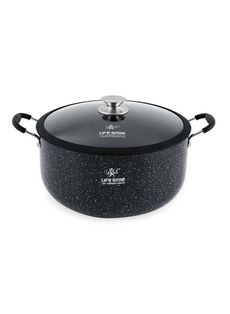 Life Smile Granite Non-Stick Soup Pot-10.8L with Glass Lid-Large Cooking Pot with Heat Resistant Handles-Multi-Layer Granite Non stick Cookwares - Image 1