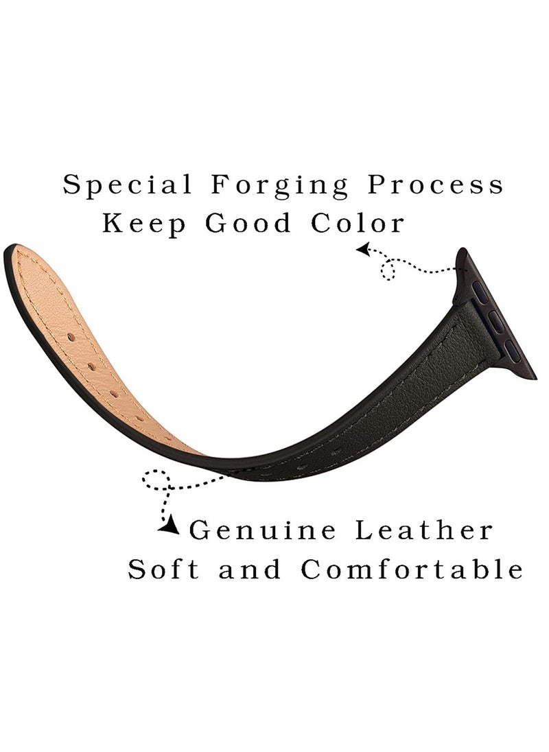 Ofrdncy - Ofrdncy Slim Leather Bands Compatible with Apple Watch Band 49mm 46mm 45mm 44mm 42mm 41mm 40mm 38mm, Top Grain Leather Thin Apple Watch Strap for iWatch Ultra 2/1 Series 10 9 8 7 6 5 4 3 2 1 SE Multi - Image 1