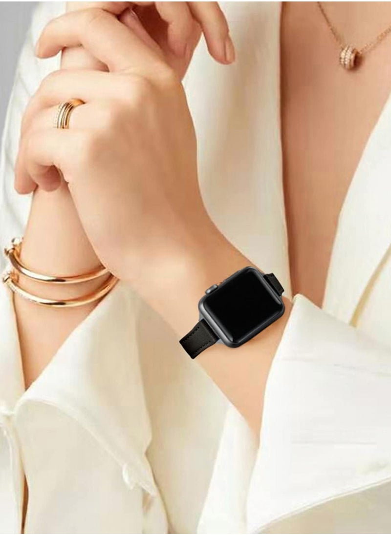 Ofrdncy - Ofrdncy Slim Leather Bands Compatible with Apple Watch Band 49mm 46mm 45mm 44mm 42mm 41mm 40mm 38mm, Top Grain Leather Thin Apple Watch Strap for iWatch Ultra 2/1 Series 10 9 8 7 6 5 4 3 2 1 SE Multi - Image 1