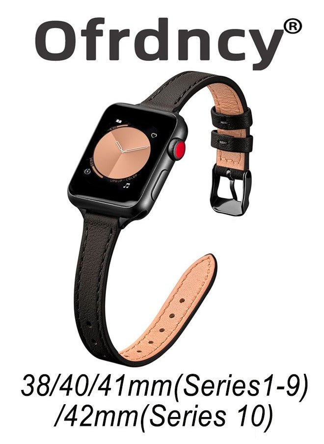 Ofrdncy - Ofrdncy Slim Leather Bands Compatible with Apple Watch Band 49mm 46mm 45mm 44mm 42mm 41mm 40mm 38mm, Top Grain Leather Thin Apple Watch Strap for iWatch Ultra 2/1 Series 10 9 8 7 6 5 4 3 2 1 SE Multi - Image 1