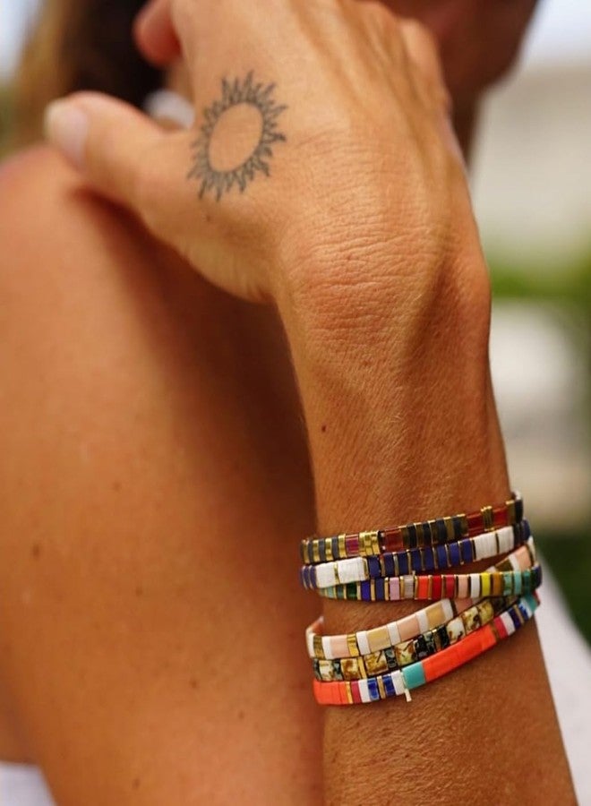 KELITCH Women Friendship Bracelets Tila Miyuki Beaded Bracelets Colorful Women Stretch Bracelets - Image 2