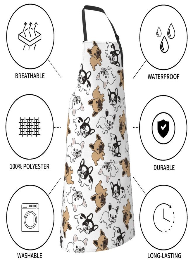 Wisedeal Bulldog Dog Puppy Waterproof Bib Apron with 2 Pockets, Adjustable Kitchen Chef Apron for Men Women Cooking Grooming Bbq - Image 4