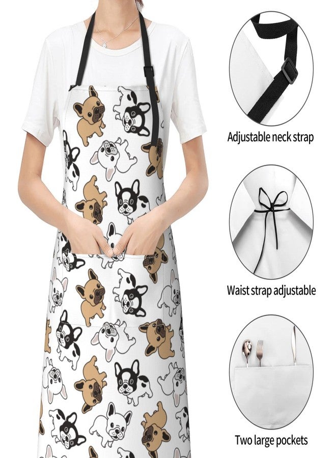 Wisedeal Bulldog Dog Puppy Waterproof Bib Apron with 2 Pockets, Adjustable Kitchen Chef Apron for Men Women Cooking Grooming Bbq - Image 2