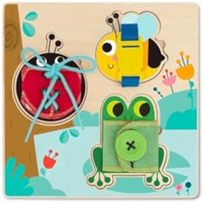 WOODEN BASIC SKILLS BOARD – 5 EDUCATIONAL PEG PUZZLE GAMES – TEACHES TIME, FINE MOTOR, PROBLEM SOLVING – FUN MONTESSORI LEARNING TOY FOR BABIES & TODDLERS – SCREEN-FREE PLAY - Image 3