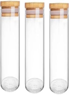 IndusBay IndusBay® Set of 3, Borosilicate Glass Jars with Bamboo Wood Air Tight Lids Tea Coffee Cereals Grains Storage Container Clear Kitchen Jar Canister Set 680 ML Each, Clear 