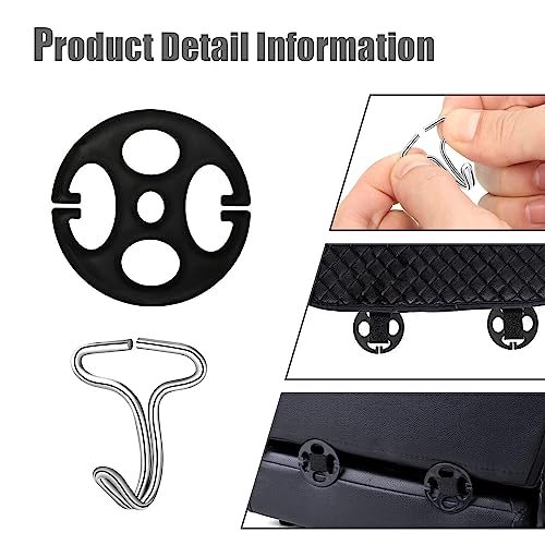 Kewucn 24PCS Car Seat Cover Plum Plate Metal Hooks, 12PCS Metal Hooks Set Locking Clip & 12PCS Plastic Auto Seat Covers Chucks, Plastic Fastener Fit Replacement Accessories for Car Seat (Black) - Image 3