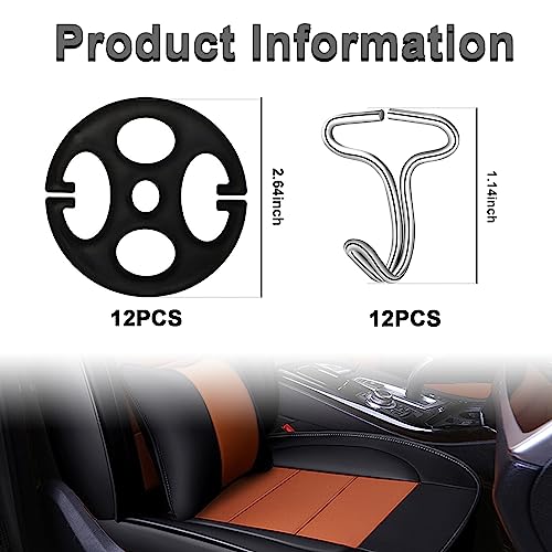 Kewucn 24PCS Car Seat Cover Plum Plate Metal Hooks, 12PCS Metal Hooks Set Locking Clip & 12PCS Plastic Auto Seat Covers Chucks, Plastic Fastener Fit Replacement Accessories for Car Seat (Black) - Image 2
