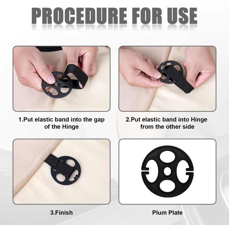 Kewucn 24PCS Car Seat Cover Plum Plate Metal Hooks, 12PCS Metal Hooks Set Locking Clip & 12PCS Plastic Auto Seat Covers Chucks, Plastic Fastener Fit Replacement Accessories for Car Seat (Black) - Image 4